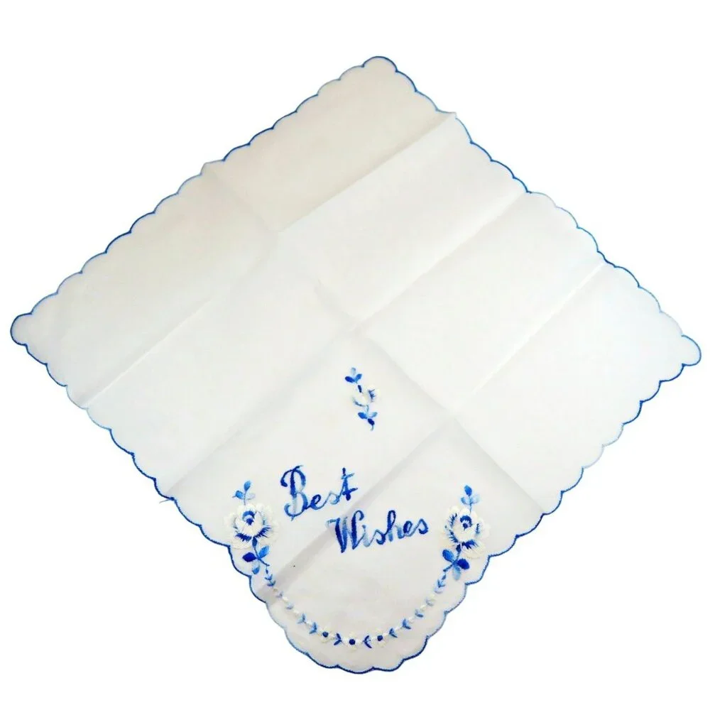 1940s Hand Embroidered Hankie Lot of 3 - Floral, Holiday, Sentiment - Picture 3 of 7